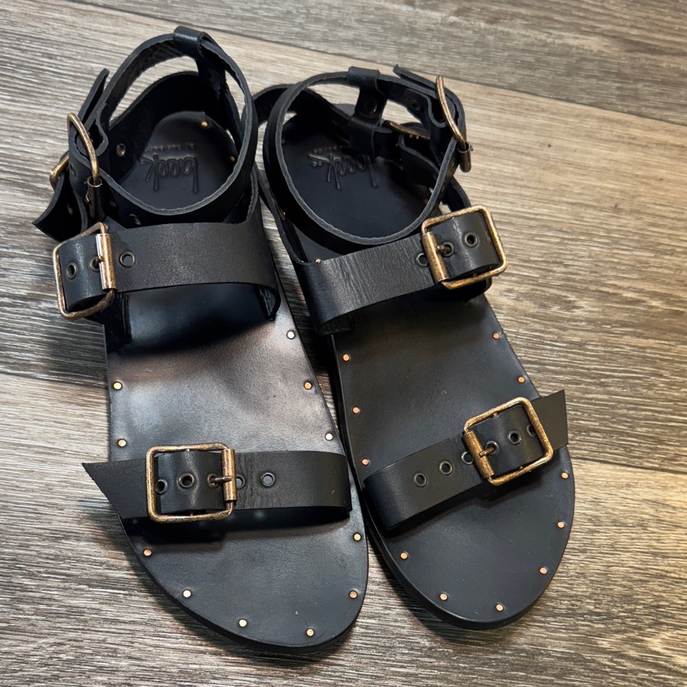 Beek black leather sandals woman’s size 8 (s177) - Picture 7 of 8
